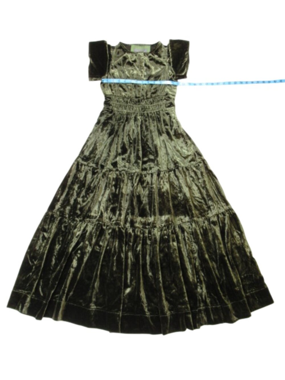 Anthropologie The Somerset Velvet Maxi Dress Dark Green Olive XXSP - Picture 6 of 14